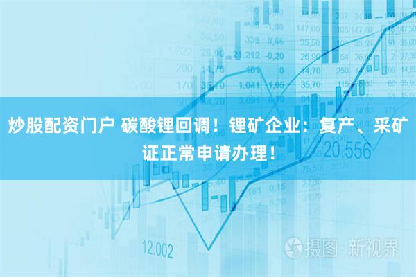 炒股配资门户 碳酸锂回调!锂矿企业:复产、采矿证正常申请办理!